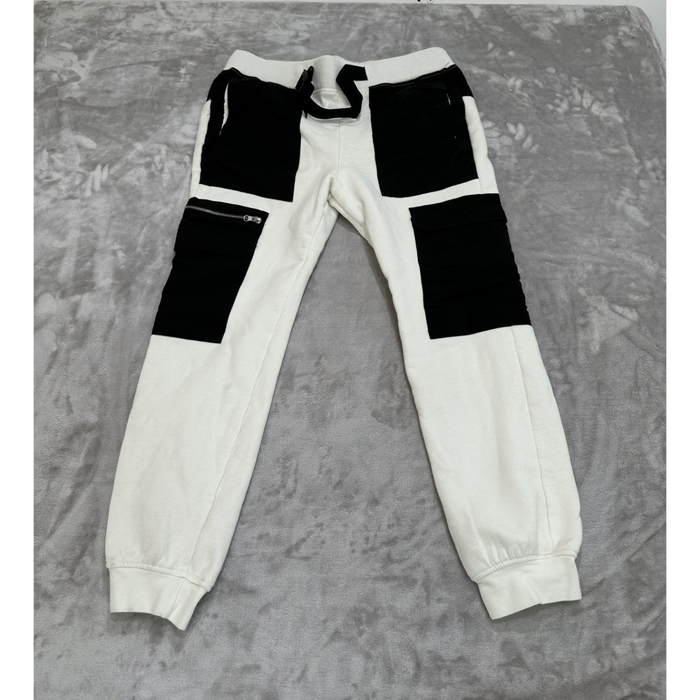 PACSUN Joggers Men's Size Medium Black and White Cargo Utility Style Drawstring‎